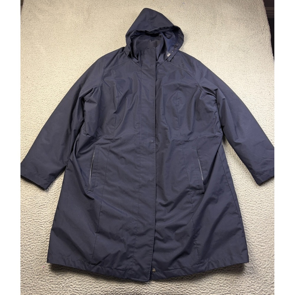 Lands End Parka Coat Women Navy American Airlines Primaloft Hooded Uniform 1X